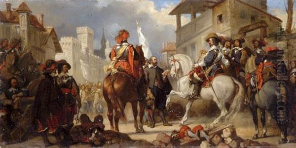 Metz Varosanak Atadasa 1553 -ban Oil Painting by Eugene Francois Marie Joseph Deveria