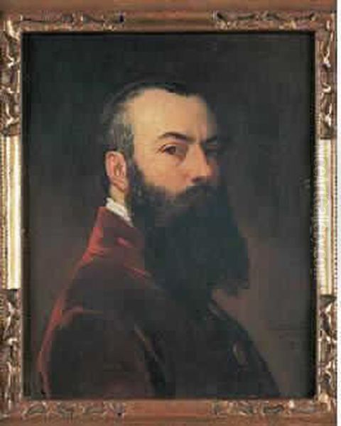 Deveria Paris - Pau 
 Autoportrait Oil Painting by Eugene Francois Marie Joseph Deveria