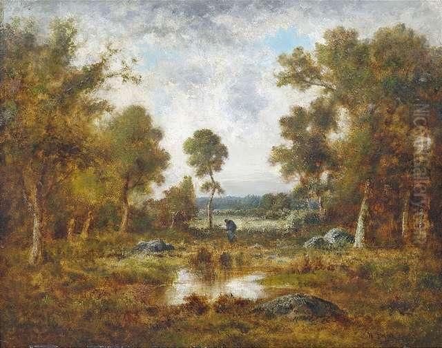 Virgilo 
Herbstliche Waldlandschaft Mit Einer Reisigsammlerin Oil Painting by Narcisse-Virgile D Az De La Pena