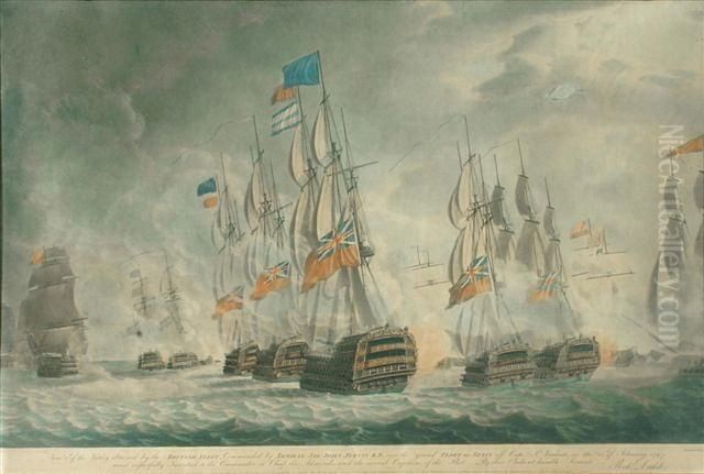 After The Grand Fleet Of Spain Off Cape St. Vincents On 14th February 1797' Oil Painting by Robert Dodd