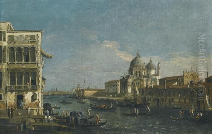 Venice, A View Of The Entrance 
To The Grand Canal, Looking East, With Santa Maria Della Salute Oil Painting by Apollonio Domenichini
