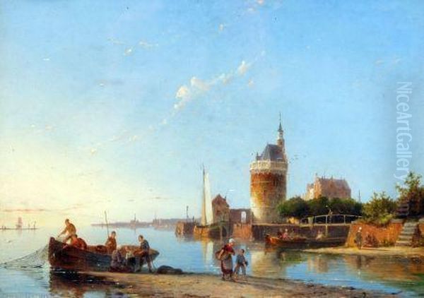Hoorn On The Zuiderzee, Holland Oil Painting by Pieter Cornelis Dommershuijzen