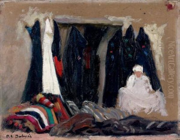 Marchand De Burnous A Marrakech Oil Painting by Paul Elie Dubois