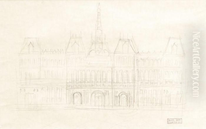 L' Hotel De Ville De Paris Oil Painting by Raoul Dufy