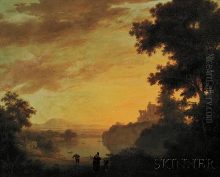 Italianate Landscape With Figures Oil Painting by Gaspard Dughet