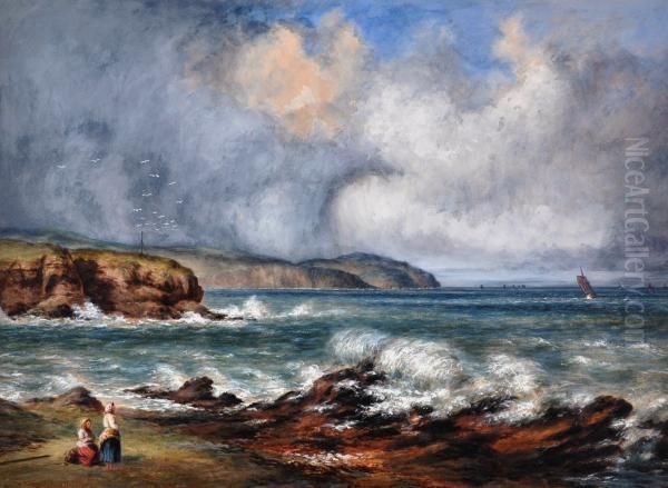 British 
 stormy Seas, Eyemouth Uk  Oil Painting by Samuel Edmonston