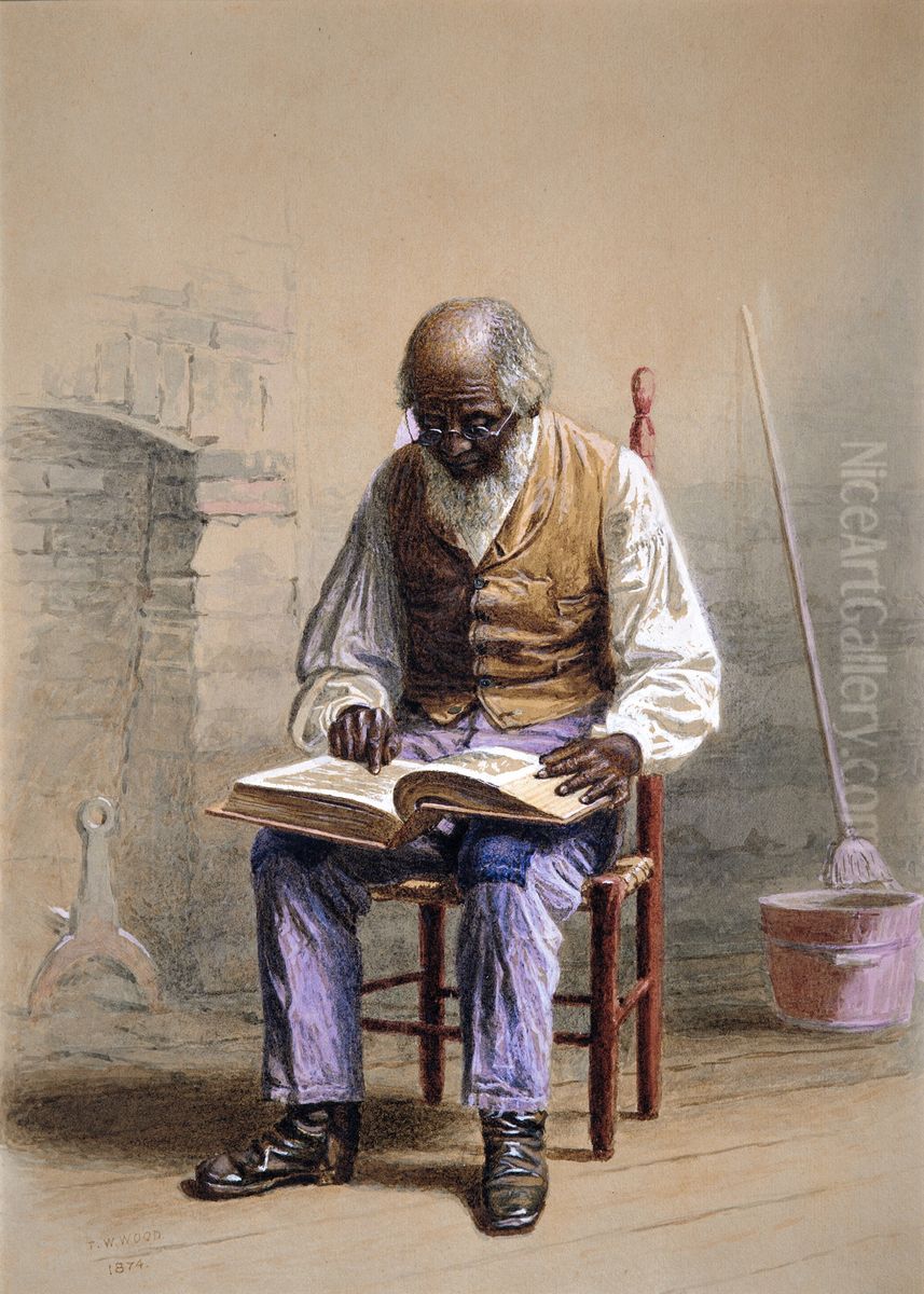 Reading the Scriptures Oil Painting by Thomas Waterman Wood