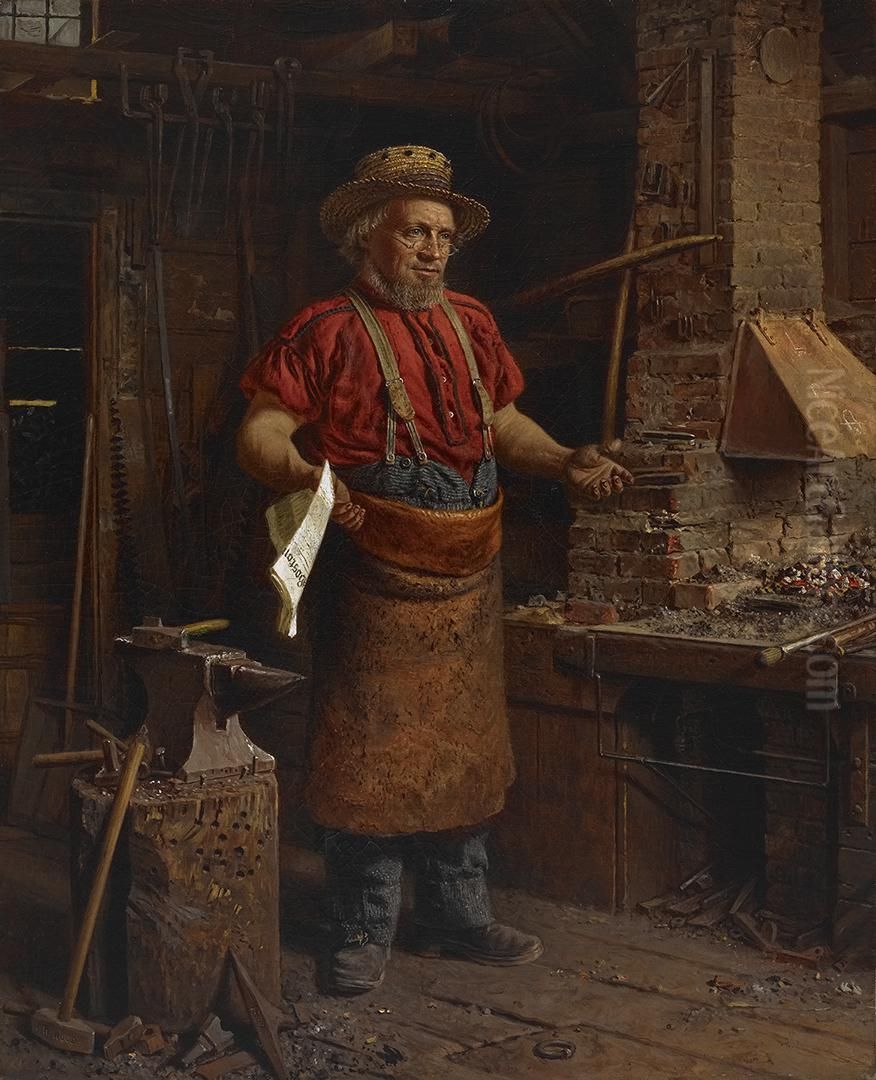 Politics in the Workshop Oil Painting by Thomas Waterman Wood