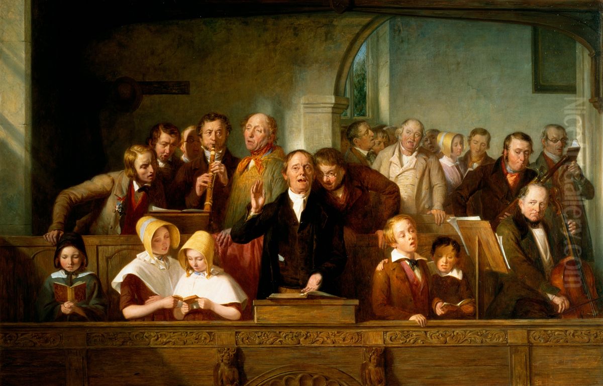 A Village Choir Oil Painting by Thomas Webster