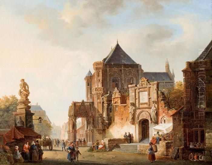 View Across Town Oil Painting by Adrianus Eversen