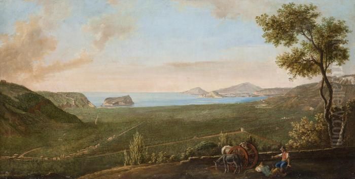 Veduta Del Golfo Di Pozzuoli 
Visto Da Sopra Bagnoli, Con L'isola Di Nisida A Sinistra, Baia, Bacoli A
 Destra Sul Mare, Il Capo Miseno E Dietro Il Monte Di Procida In Fondo Oil Painting by Pietro Fabris