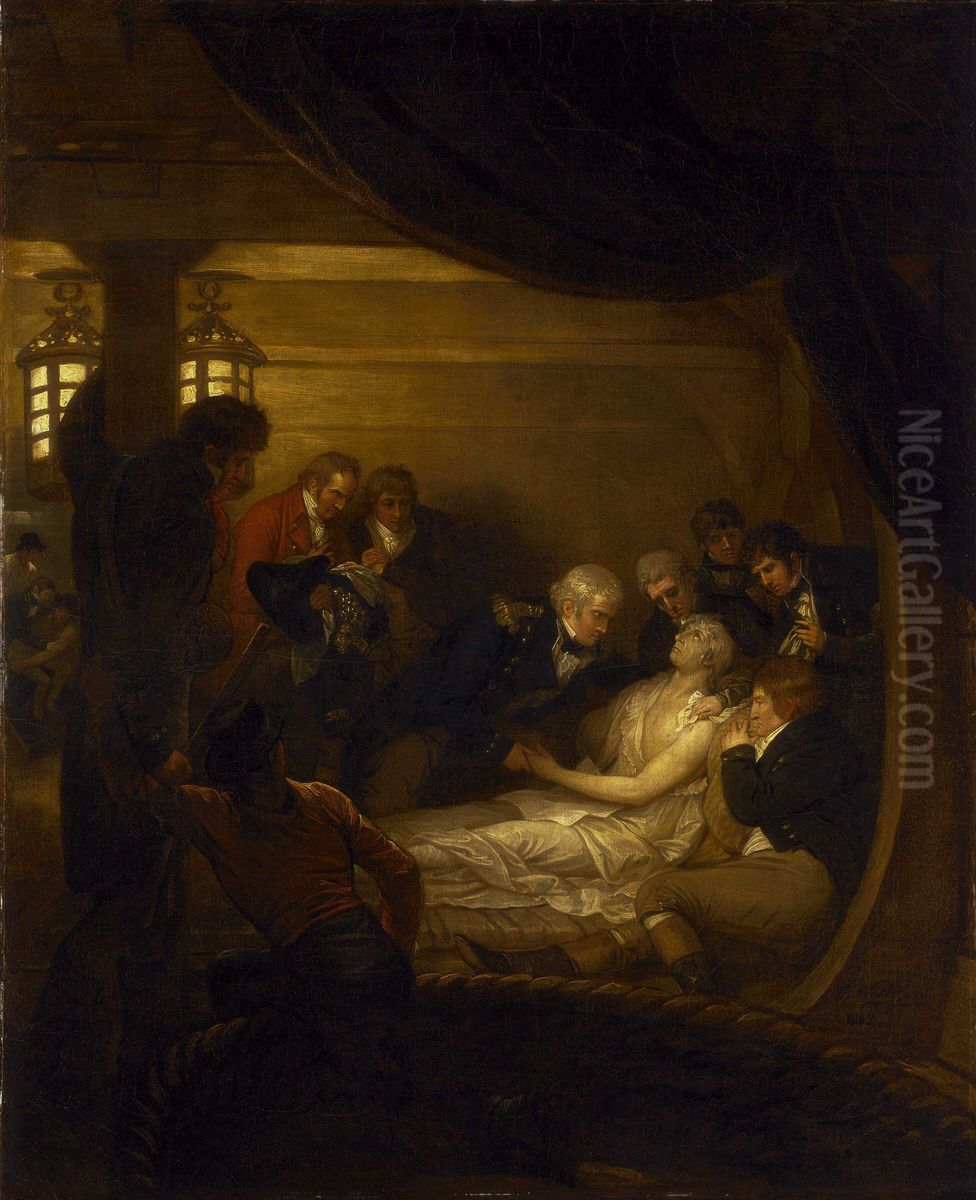 The Death of Lord Nelson in the Cockpit of the Ship 'Victory' Oil Painting by Benjamin West