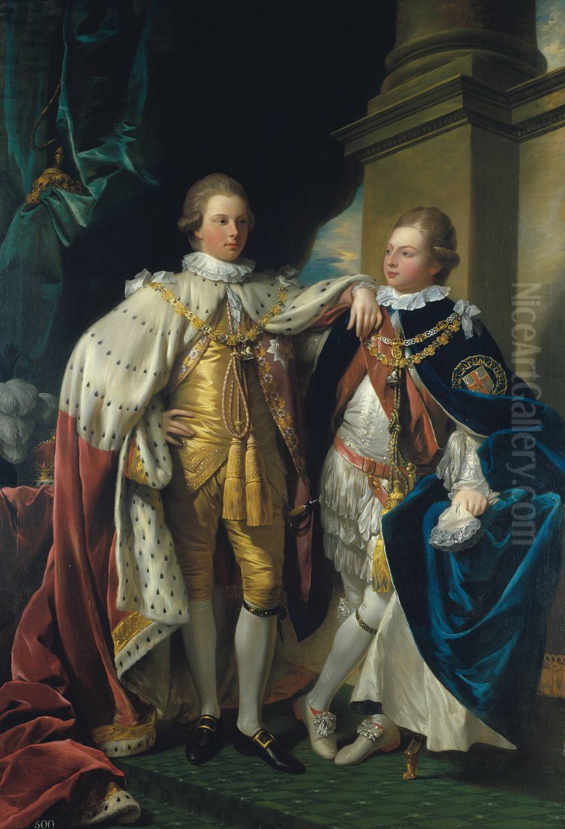 Portrait of George, Prince of Wales, and Prince Frederick, later Duke of York Oil Painting by Benjamin West