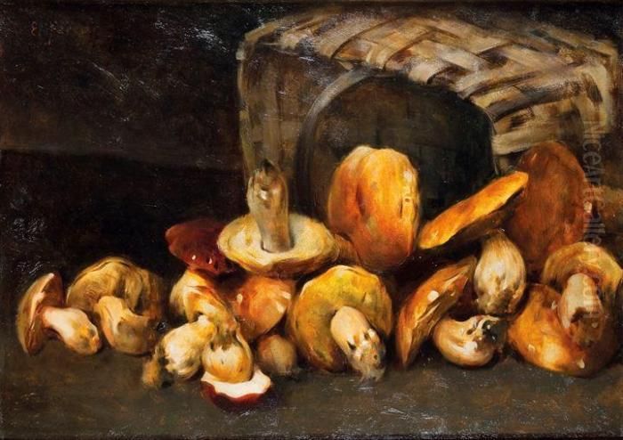 Natura Morta Con Funghi Oil Painting by Eugenio Farello