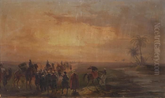 Fuga Degli Ebrei Dall'egitto Oil Painting by Salvatore Fergola