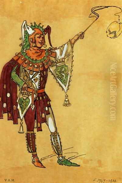 Costume design for a jester for A Midsummer Nights Dream, c.1881-93 Oil Painting by C. Wilhelm