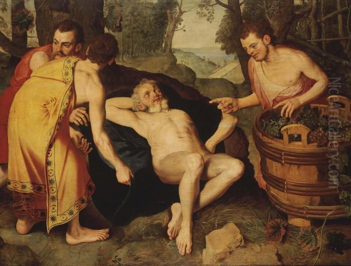 L'ivresse De Noe Oil Painting by Frans Floris
