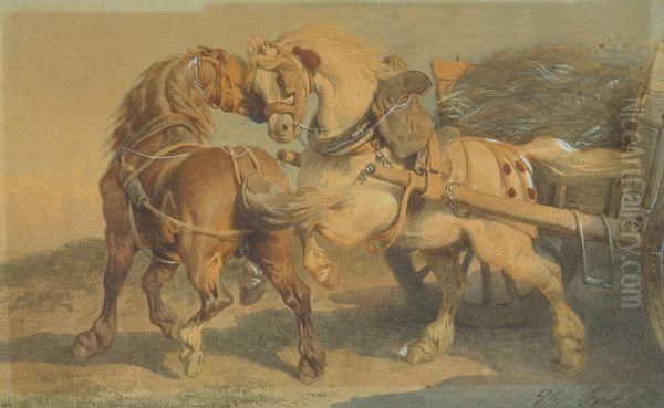 < Chevaux De Labour >. Oil Painting by Theodore Fort