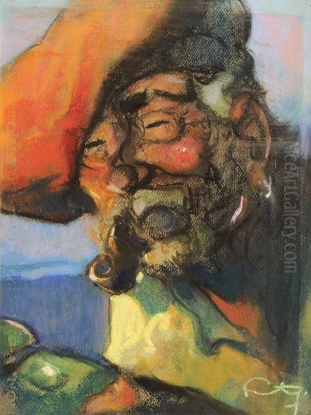 Vieux Pecheur A La Pipe Oil Painting by Fortuney