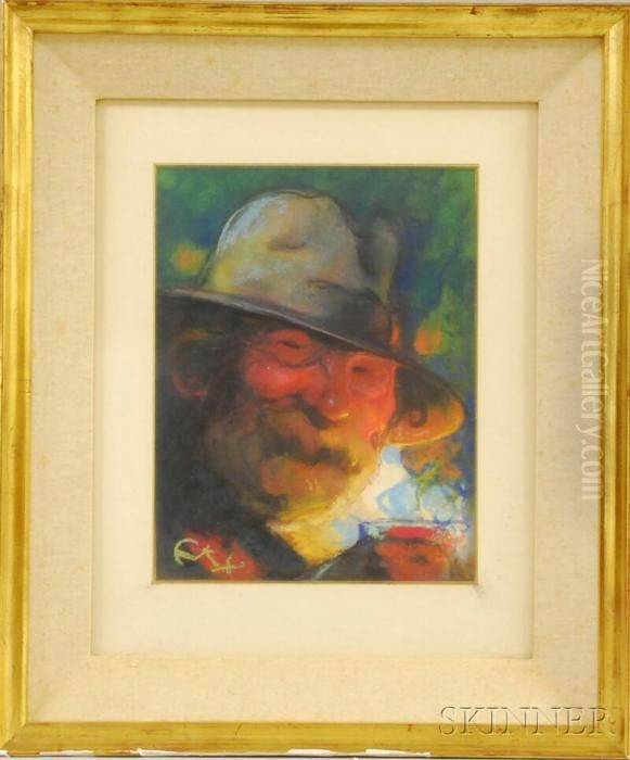 Portrait Of A Man In A Hat Oil Painting by Louis Fortuney