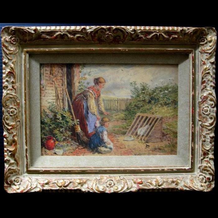 Watching The Chicks; Leaving Home Oil Painting by Myles Birket Foster