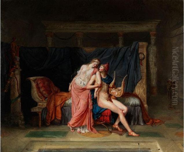 Paris Und Helena Oil Painting by Alexandre Evariste Fragonard