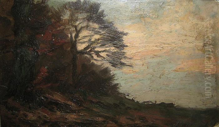 Landschap. Oil Painting by Joseph Charles Francois