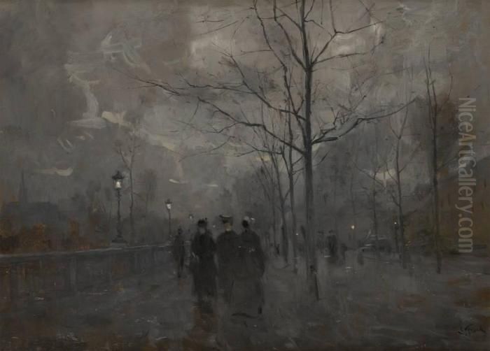 Boulevard Anime Oil Painting by Lucien Frank