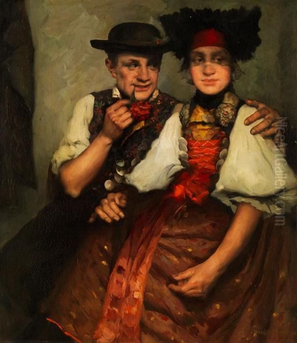 Bauerliches Paar Oil Painting by Robert Frank-Krauss