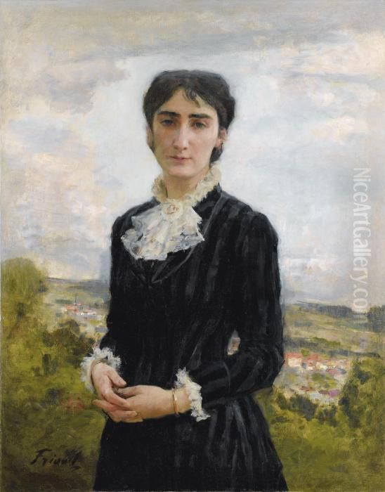 Portrait De Jeune Fille Oil Painting by Friant Emile