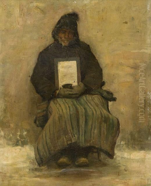 Mendiant Assis, Probable Etude Pour < La Toussaint > Oil Painting by Friant Emile