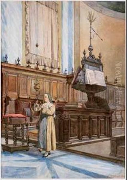 Interno Di Chiesa Oil Painting by Pietro Gabrini