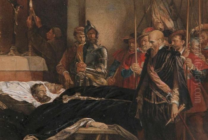 Dood Van Graven Egmont En Hoorn Oil Painting by Louis Gallait