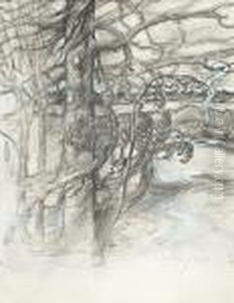 Winter Picture Oil Painting by Akseli Valdemar Gallen-Kallela