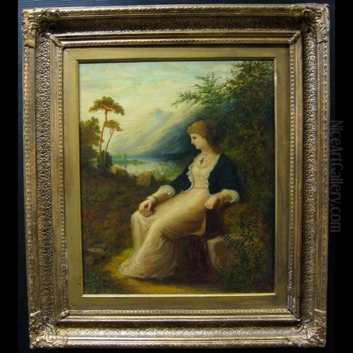 Seated Woman Oil Painting by Luigi Mauro Galli
