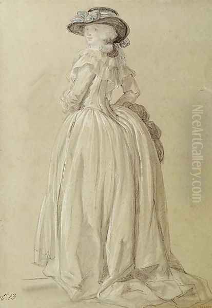 Standing Young Woman Oil Painting by Francois Louis Joseph Watteau