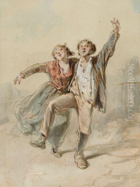 Le Vin Oil Painting by Paul Gavarni