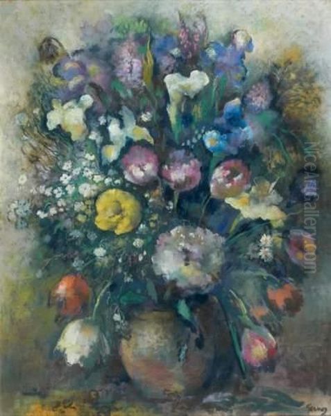 Bouquet De Fleurs Oil Painting by Paul-Elie Gernez