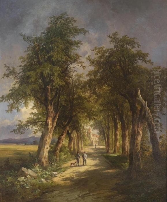 Return Of The Hunters Oil Painting by Georg Geyer