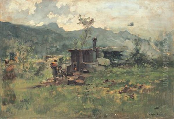 Isola Dei Pescatori Oil Painting by Cesare Gheduzzi