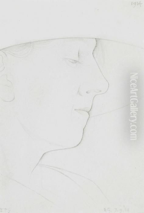 Portrait Of Epg (the Artist's Wife) Oil Painting by Eric Gill