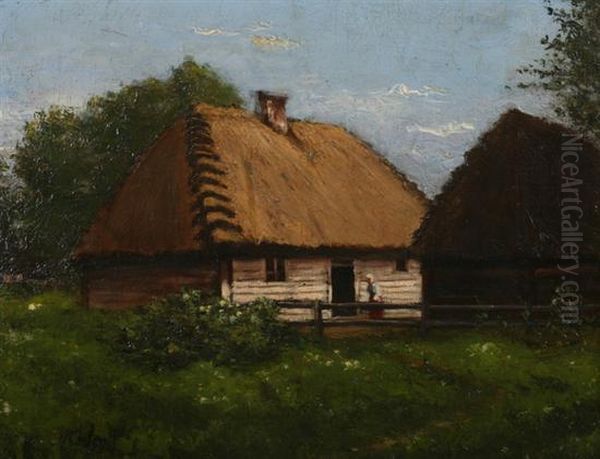 Thatched Cottage In Spring Oil Painting by Victor Olivier Gilsoul
