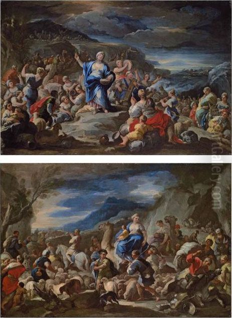 The Song Of Miriam; And The Departure Of Rebecca Oil Painting by Luca Giordano