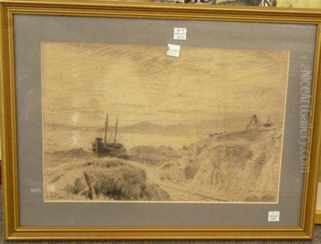 Riverside Scene Oil Painting by Albert Goodwin