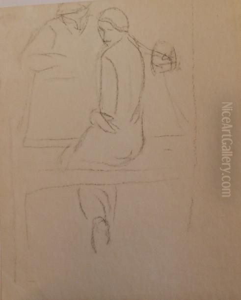 Couple Oil Painting by Leopold Gottlieb