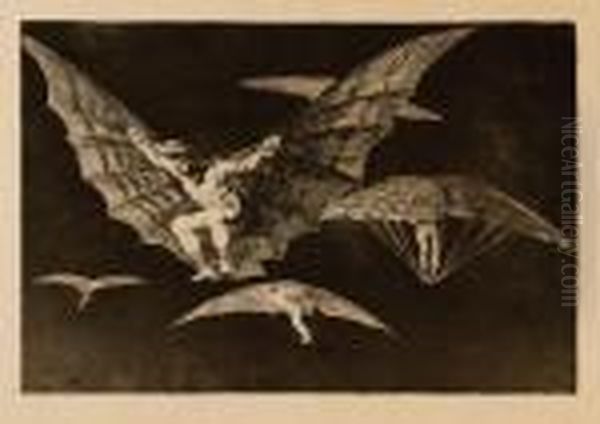 Donde Hay Ganas Hay Mana (modo De Volar) Oil Painting by Francisco Goya Fuendetodos