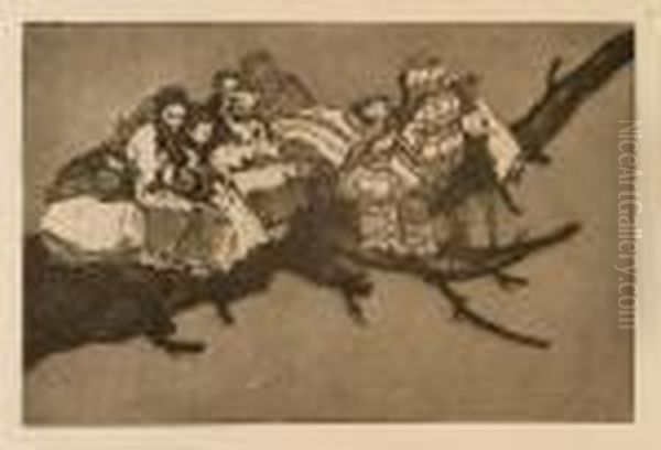 Andarse Por Las Ramas (disparate Ridiculo) Oil Painting by Francisco Goya Fuendetodos