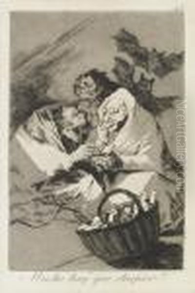 Two Plates From Los Caprichos Oil Painting by Francisco Goya Fuendetodos