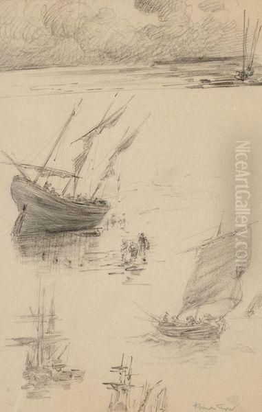 Bateaux Oil Painting by Achille Granchi-Taylor