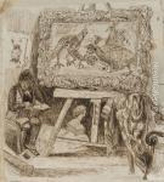 Portrait De Famille Oil Painting by Jean-Jacques Grandville